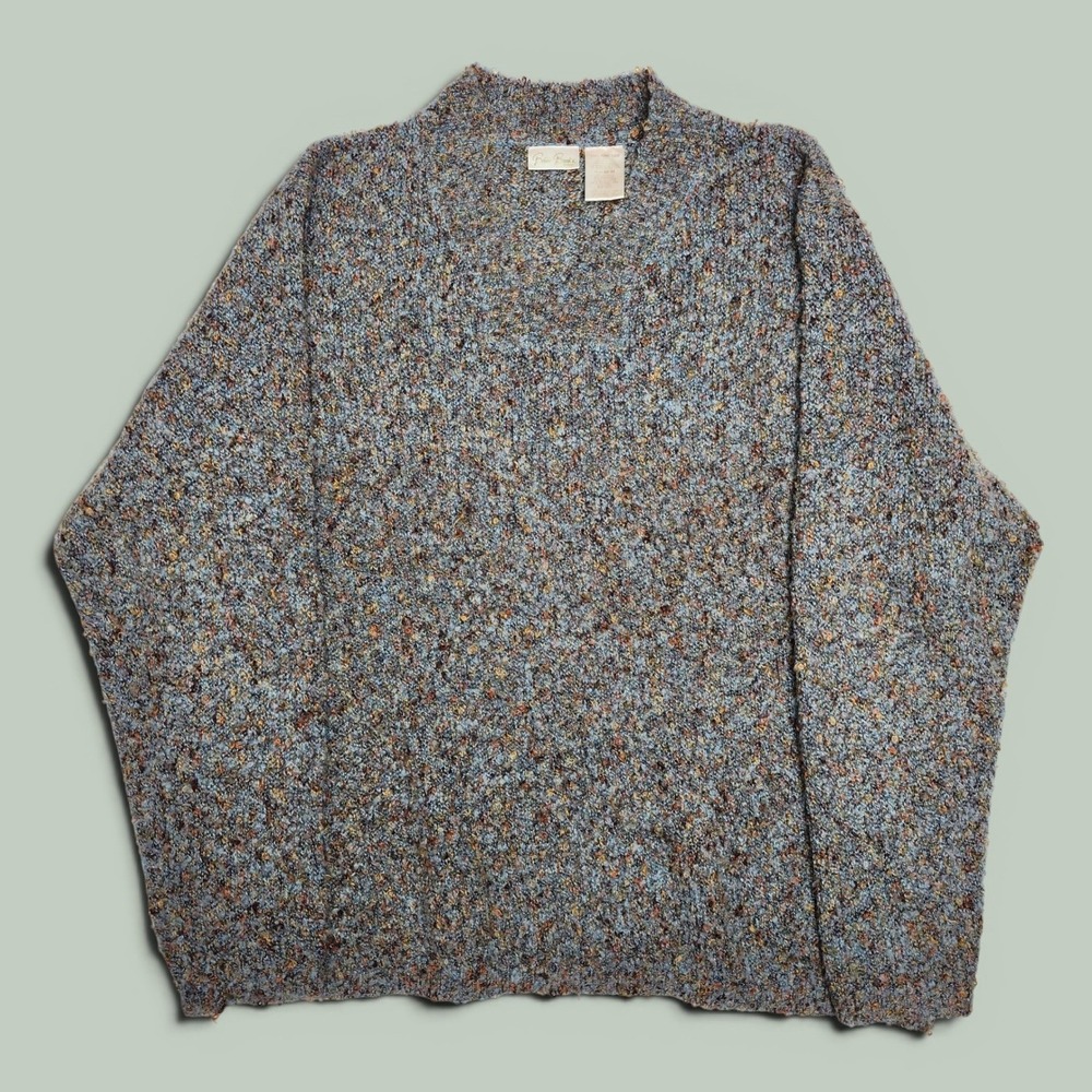 Vintage Chunky Knit Marled Blue Soft Sweater 18W Grannycore Cozy 90s